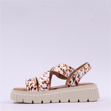 Una Healy Replay Chunky Sole Sandal - Beige Leopard Combi